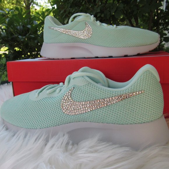 Nike Shoes - Nike Custom Sea foam Green Bling Tanjun Sneakers